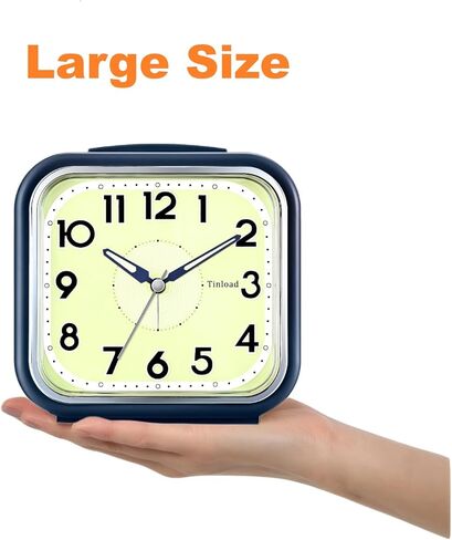 5.5" Extra Large Analog Alarm Clock Silent Non Ticking, Glow in Dark dial, Gentle Wake, Beep Sounds, Increasing Volume, Battery Operated Snooze and Manual Light, Easy Set (Best for Elder) in Kuwait