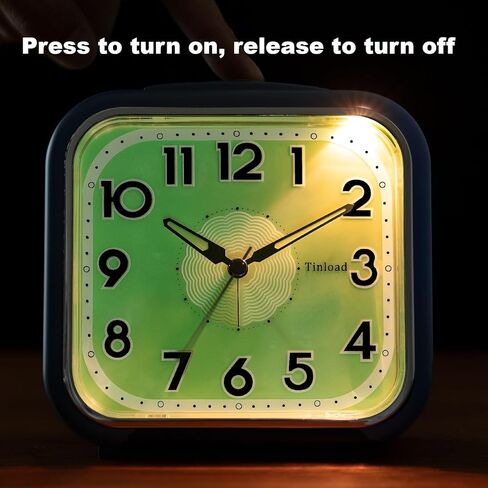 5.5" Extra Large Analog Alarm Clock Silent Non Ticking, Glow in Dark dial, Gentle Wake, Beep Sounds, Increasing Volume, Battery Operated Snooze and Manual Light, Easy Set (Best for Elder) in Kuwait