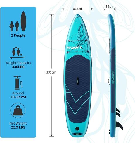 Inflatable Stand Up Paddle Board – Durable SUP for Adults & Youth,33" Wide Blow Up Paddle Board with Paddle, Pump, Backpack,Leash – All Around Stable for All Skill Levels, Carries up to 450 lbs in Saudi Arabia
