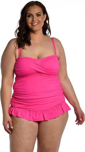 La Blanca Women's Island Goddess Bandeau Tankini Swimsuit Top, Indigo, 4 in Kuwait