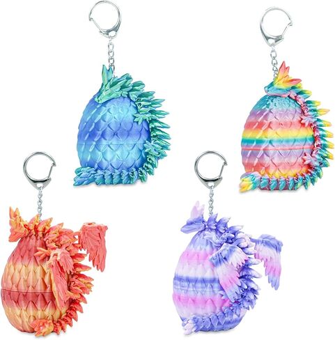 4PCS 3D Printed Dragon Eggs with Articulated Dragons,Mystery Toys Keychain Gifts for Kids Adults Easter Basket Stuffers Christmas Stocking Fillers Home Office Decor in Saudi Arabia