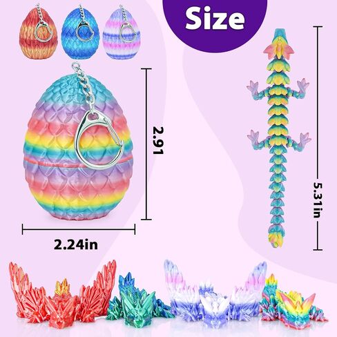 4PCS 3D Printed Dragon Eggs with Articulated Dragons,Mystery Toys Keychain Gifts for Kids Adults Easter Basket Stuffers Christmas Stocking Fillers Home Office Decor in Saudi Arabia