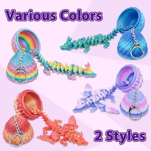 4PCS 3D Printed Dragon Eggs with Articulated Dragons,Mystery Toys Keychain Gifts for Kids Adults Easter Basket Stuffers Christmas Stocking Fillers Home Office Decor in Saudi Arabia