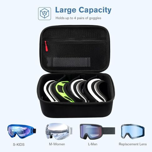 ProCase Large Hard Case for Multiple Ski Goggles, Travel Carrying Snow Goggles Bag Cover with Extra Lens Storage -Black in Saudi Arabia