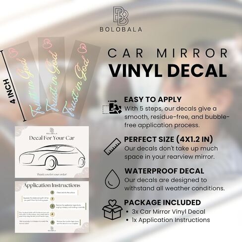 3X Drive Safe I Love You Car Mirror Decal, Rearview Mirror Decal, Car Mirror Accessories, Rearview Mirror Accessories, Car Decals for Women, Cute Car Stickers (Pastel) in Saudi Arabia