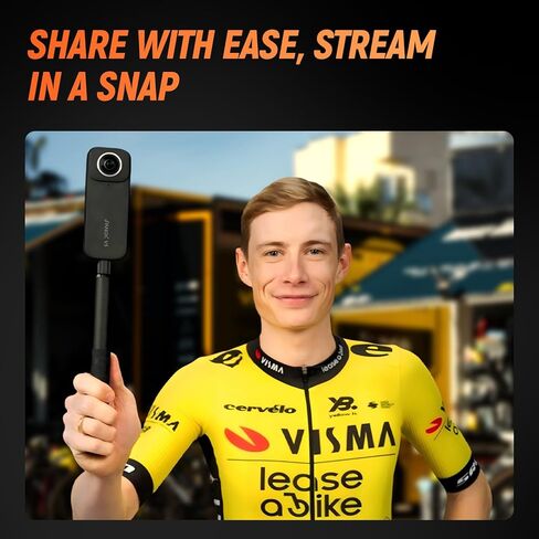 Panox 360 Camera Lens Cap V3 Smart 360 Action Camera مع فيديو 5.7k 360 ، صورة 12K 360 ، كاميرا حركة تتبع ذكية ، تحرير الذكاء الاصطناعي in Kuwait