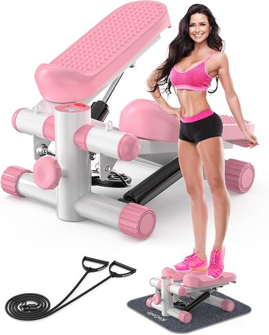 Steppers for Exercise at Home, KitGody Mini Stepper with Resistance Bands, Portable Stair Stepper for Home 330LBS Capacity, Adjustable Height Fitness Stepper Machine in Saudi Arabia