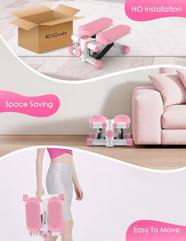 Steppers for Exercise at Home, KitGody Mini Stepper with Resistance Bands, Portable Stair Stepper for Home 330LBS Capacity, Adjustable Height Fitness Stepper Machine in Saudi Arabia