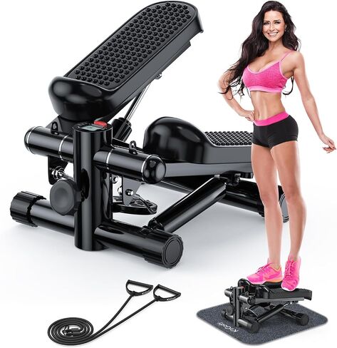 Steppers for Exercise at Home, KitGody Mini Stepper with Resistance Bands, Portable Stair Stepper for Home 330LBS Capacity, Adjustable Height Fitness Stepper Machine in Saudi Arabia