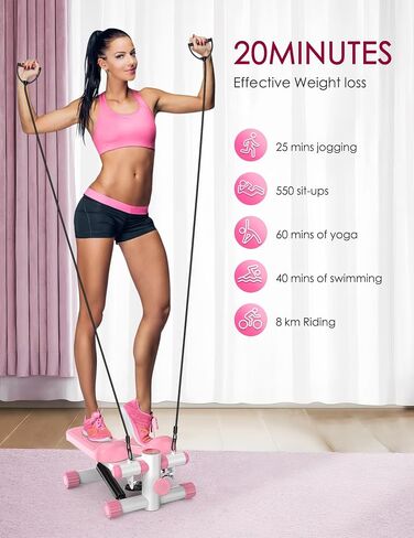 Steppers for Exercise at Home, KitGody Mini Stepper with Resistance Bands, Portable Stair Stepper for Home 330LBS Capacity, Adjustable Height Fitness Stepper Machine in Saudi Arabia