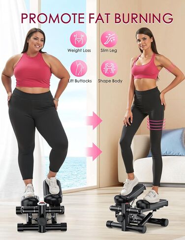 Steppers for Exercise at Home, KitGody Mini Stepper with Resistance Bands, Portable Stair Stepper for Home 330LBS Capacity, Adjustable Height Fitness Stepper Machine in Saudi Arabia