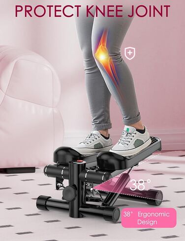 Steppers for Exercise at Home, KitGody Mini Stepper with Resistance Bands, Portable Stair Stepper for Home 330LBS Capacity, Adjustable Height Fitness Stepper Machine in Saudi Arabia