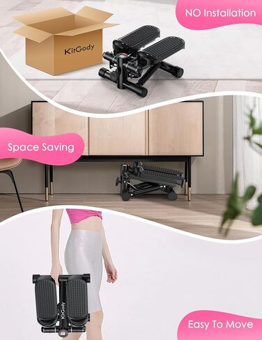Steppers for Exercise at Home, KitGody Mini Stepper with Resistance Bands, Portable Stair Stepper for Home 330LBS Capacity, Adjustable Height Fitness Stepper Machine in Saudi Arabia