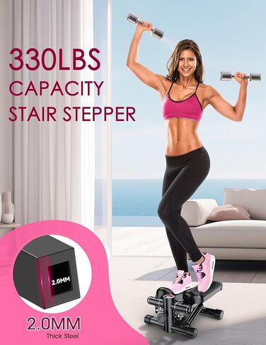 Steppers for Exercise at Home, KitGody Mini Stepper with Resistance Bands, Portable Stair Stepper for Home 330LBS Capacity, Adjustable Height Fitness Stepper Machine in Saudi Arabia