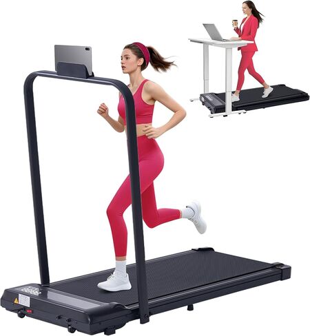 Portable Walking Pad Treadmill with Handle Bar, 3.0HP Electric Home Small Walking Pads Treadmills with Handles for Small Spaces, 0.6-6.2MPH Under Desk Treadmill for Home Office Small, 320LBS in Saudi Arabia