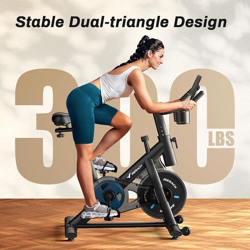 MERACH Exercise Bike, Brake Pad Stationary Bike with Exclusive App, Low Noise Indoor Cycling Bike with 300lbs Weight Capacity, Tablet Mount and Fitness Courses for Weight Loss in Kuwait