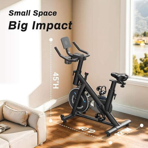 MERACH Exercise Bike, Brake Pad Stationary Bike with Exclusive App, Low Noise Indoor Cycling Bike with 300lbs Weight Capacity, Tablet Mount and Fitness Courses for Weight Loss in Kuwait