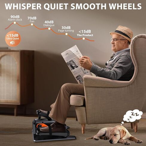 Under Desk Elliptical Machine, Electric Ellipse Leg Exerciser While Sitting for Seniors Adults, Quiet & Portable Electric Seated Pedal Exerciser with Remote Control, 15 Adjustable Speeds, 5 Auto Modes in Saudi Arabia