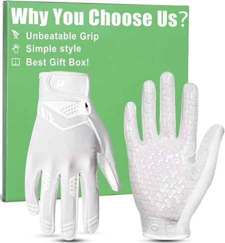 Pixel Panda Football Gloves Adult Men, Black White Flag Football Gloves with Pro-Grade Sticky Grip, Breathable Wide Receiver Glove Gifts for High Training Performance (Black,XL) in Kuwait