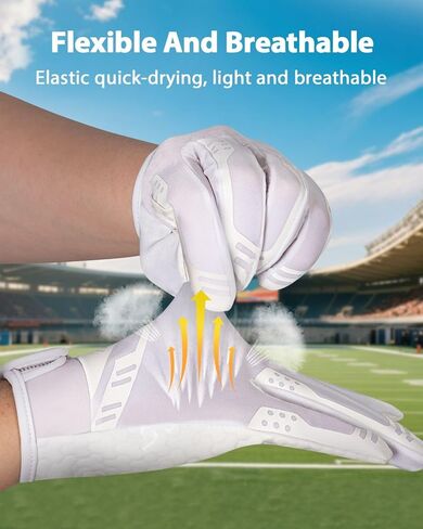 Pixel Panda Football Gloves Adult Men, Black White Flag Football Gloves with Pro-Grade Sticky Grip, Breathable Wide Receiver Glove Gifts for High Training Performance (Black,XL) in Kuwait