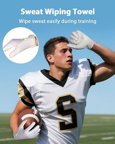 Pixel Panda Football Gloves Adult Men, Black White Flag Football Gloves with Pro-Grade Sticky Grip, Breathable Wide Receiver Glove Gifts for High Training Performance (Black,XL) in Kuwait