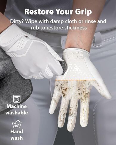 Pixel Panda Football Gloves Adult Men, Black White Flag Football Gloves with Pro-Grade Sticky Grip, Breathable Wide Receiver Glove Gifts for High Training Performance (Black,XL) in Kuwait