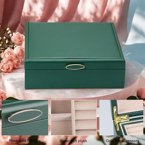 منظم المجوهرات الصغيرة للنساء ، صندوق مجوهرات سفر ثنائي الطبقات مع حالة محمولة ، تخزين حلقة قلادة للفتيات ، هدايا المراهقين (أسود) in Kuwait