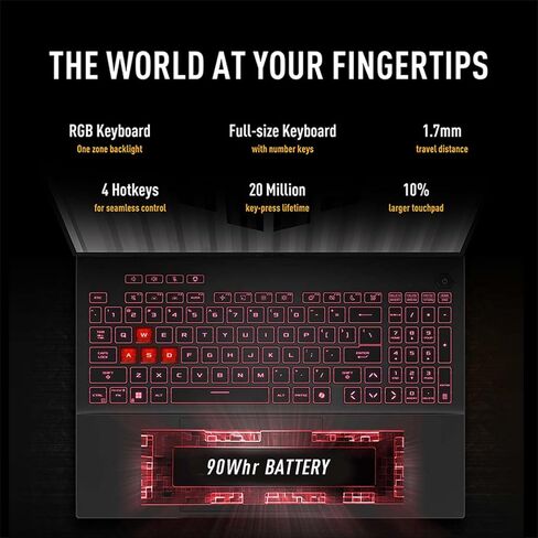 2020 Asus TUF 15.6 بوصة FHD Premium Gaming Laptop، الجيل العاشر Intel Quad-Core i5-10300H، 8 جيجا رام، 512 جيجا SSD، NVIDIA GeForce GTX 1650Ti 4GB GDDR6، لوحة مفاتيح بإضاءة خلفية RGB، ويندوز 10 هوم in Kuwait
