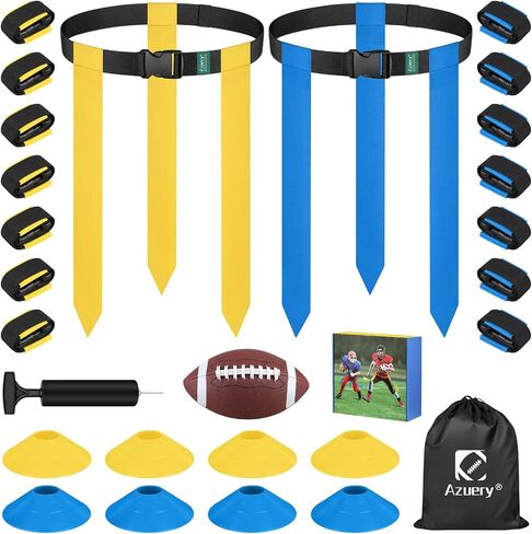 مجموعة Flag Football - 14 لاعبًا قابل للتعديل في العلم ، يحتوي على 42 علامة كرة قدم ، 8 مخاريط تدريب ، حجم 3 كرة قدم ، حقيبة تخزين ومضخة ، مثالية للشباب البالغين والأطفال والبالغين in Saudi Arabia