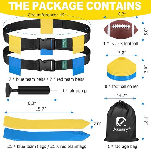 مجموعة Flag Football - 14 لاعبًا قابل للتعديل في العلم ، يحتوي على 42 علامة كرة قدم ، 8 مخاريط تدريب ، حجم 3 كرة قدم ، حقيبة تخزين ومضخة ، مثالية للشباب البالغين والأطفال والبالغين in Saudi Arabia