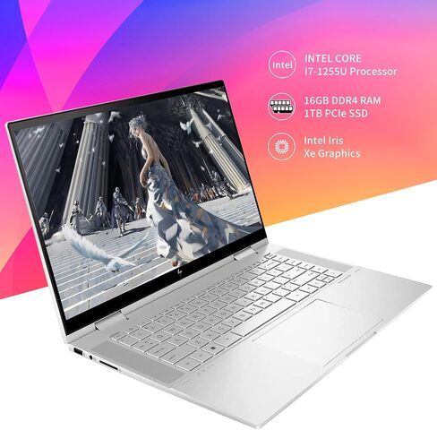 2022 HP Envy X360 2-in-1 15.6" FHD Touchscreen Laptop Computer, Intel Core i7-1165G7, 16GB RAM, 512GB PCIe SSD, Backlit Keyboard, Iris Xe Graphics, B&O Audio, Windows11, Silver, (Renewed) in Kuwait