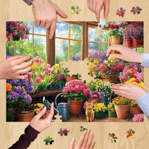 300 Pieces Puzzles for Adult Jigsaw Puzzle 300 Piece, Funny Puppy Puzzle Children Seniors, Vibrant Imagery Flower Puzzle, Challenging Activity Game Gift for Family Friends Men Women 21x15 Inches in Kuwait