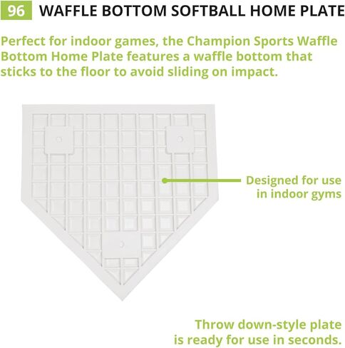 Champion Sports-96 Heavy-Duty Rubber Home Plate, White 16" x 17" x 1" in Kuwait