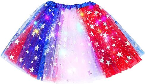 TWINKLEDE Light Up Tulle Tutu Skirt Glowing Red White and Blue Patriotic Festival Party Costumes Skirts for Women in Saudi Arabia