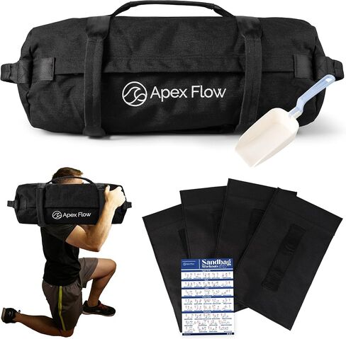 APEX FLOW Sandbags for Working Out – 1000D Nylon Weighted Training Bag with 4 Inner Sandbags, 8 Handles – Adjustable 40lb Sand Bag for Weight Training, Fitness, and Travel in Kuwait