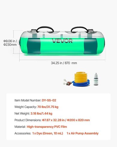 Vevor Water Woitions حقيبة أكوا ، أكياس أكوا كبيرة للتمرين ، والاستقرار المحمولة القابلة للتعديل معدات التمارين الرياضية الكاملة للجسم ، لتدريبات القوة والتوازن ، تمرين الصالة الرياضية المنزلية ، واضحة in Kuwait