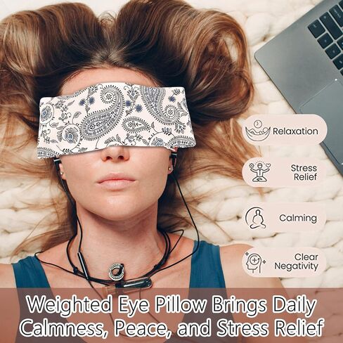 Lavender Eye Pillow for Relaxation, Yoga, Sleep – Weighted Eye Mask for Headache, Sinus, Aromatherapy Moist Heat Compress, Meditation Accessory, Relaxation Gift for Women (Purple) in Saudi Arabia