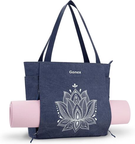 Gonex Yoga Mat Bag, Large Tote Bag with Multi Pockets for Women Men, Canvas Mat Carrier, Full Zipper Easy Access for Pilates Gym Travel in Saudi Arabia