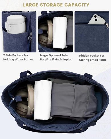 Gonex Yoga Mat Bag, Large Tote Bag with Multi Pockets for Women Men, Canvas Mat Carrier, Full Zipper Easy Access for Pilates Gym Travel in Saudi Arabia
