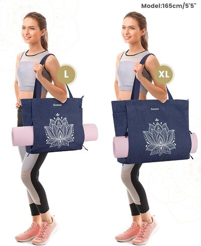 Gonex Yoga Mat Bag, Large Tote Bag with Multi Pockets for Women Men, Canvas Mat Carrier, Full Zipper Easy Access for Pilates Gym Travel in Saudi Arabia