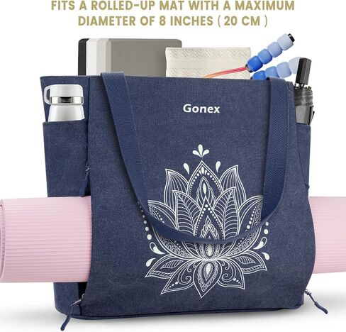 Gonex Yoga Mat Bag, Large Tote Bag with Multi Pockets for Women Men, Canvas Mat Carrier, Full Zipper Easy Access for Pilates Gym Travel in Saudi Arabia