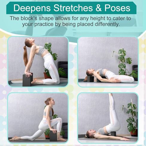 Meooeck 18 Pcs Yoga Block and Strap Set 9 x 6 x 3 Inch EVA Foam Non Slip Brick 8 ft Yoga Straps for Stretching D Ring Design for Back to School Pilates Fitness Workout Exercise in Saudi Arabia
