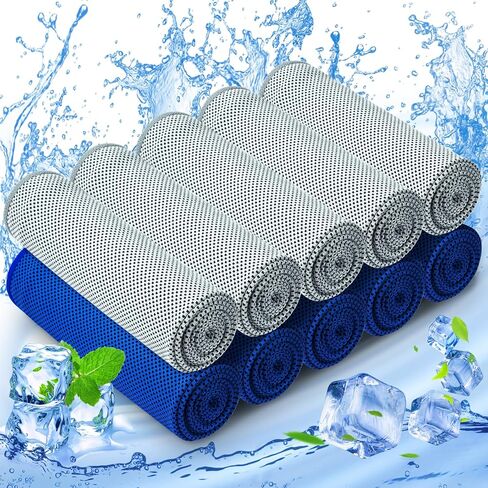 MENOLY 10 Pack Cooling Towels, Cooling Towels for Neck and Face, Sweat Microfiber Towel Soft Breathable Towel for Gym, Yoga, Camping, Running, Fitness, Workout & More Activities in Kuwait
