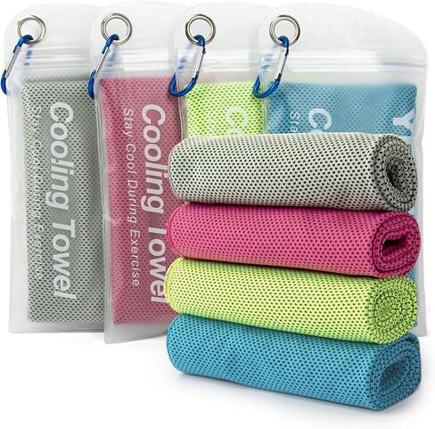 YesLife 4 Pack Cooling Towel 40 "x12" ، مناشف الصالة الرياضية للرجال والنساء ، مناشف تجريب ناعمة للتنفس لليوغا ، الجري ، الرياضة ، والمزيد (الأزرق ، الرمادي ، الأخضر) in Kuwait