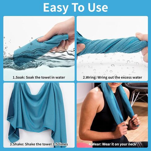 YesLife 4 Pack Cooling Towel 40 "x12" ، مناشف الصالة الرياضية للرجال والنساء ، مناشف تجريب ناعمة للتنفس لليوغا ، الجري ، الرياضة ، والمزيد (الأزرق ، الرمادي ، الأخضر) in Kuwait