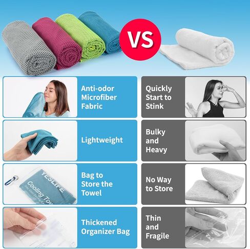 YesLife 4 Pack Cooling Towel 40 "x12" ، مناشف الصالة الرياضية للرجال والنساء ، مناشف تجريب ناعمة للتنفس لليوغا ، الجري ، الرياضة ، والمزيد (الأزرق ، الرمادي ، الأخضر) in Kuwait