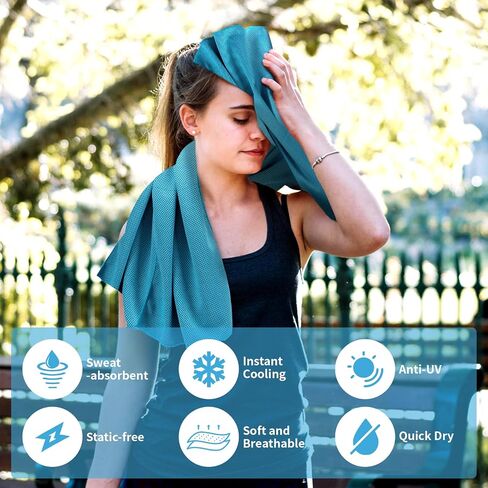 YesLife 4 Pack Cooling Towel 40 "x12" ، مناشف الصالة الرياضية للرجال والنساء ، مناشف تجريب ناعمة للتنفس لليوغا ، الجري ، الرياضة ، والمزيد (الأزرق ، الرمادي ، الأخضر) in Kuwait