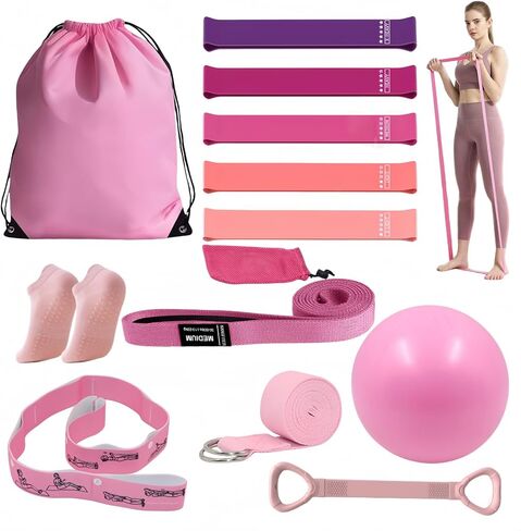 Pilates Equipment for Home Workouts, Better Portable Pilates Kit 13 in 1, Pilates Essentials Kits for Women with Pilates Ball, Yoga Socks, Yoga Strap, and Exercise Bands Kits in Kuwait