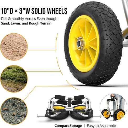 Bonnlo Kayak Cart Dolly Kayak Wheels Detachable Canoe Cart with Solid Tires and Kickstand Kayak Trolley in Saudi Arabia