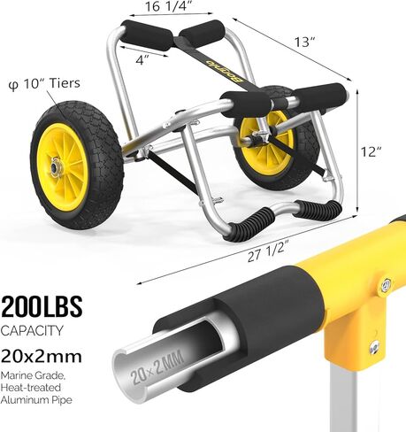 Bonnlo Kayak Cart Dolly Kayak Wheels Detachable Canoe Cart with Solid Tires and Kickstand Kayak Trolley in Saudi Arabia